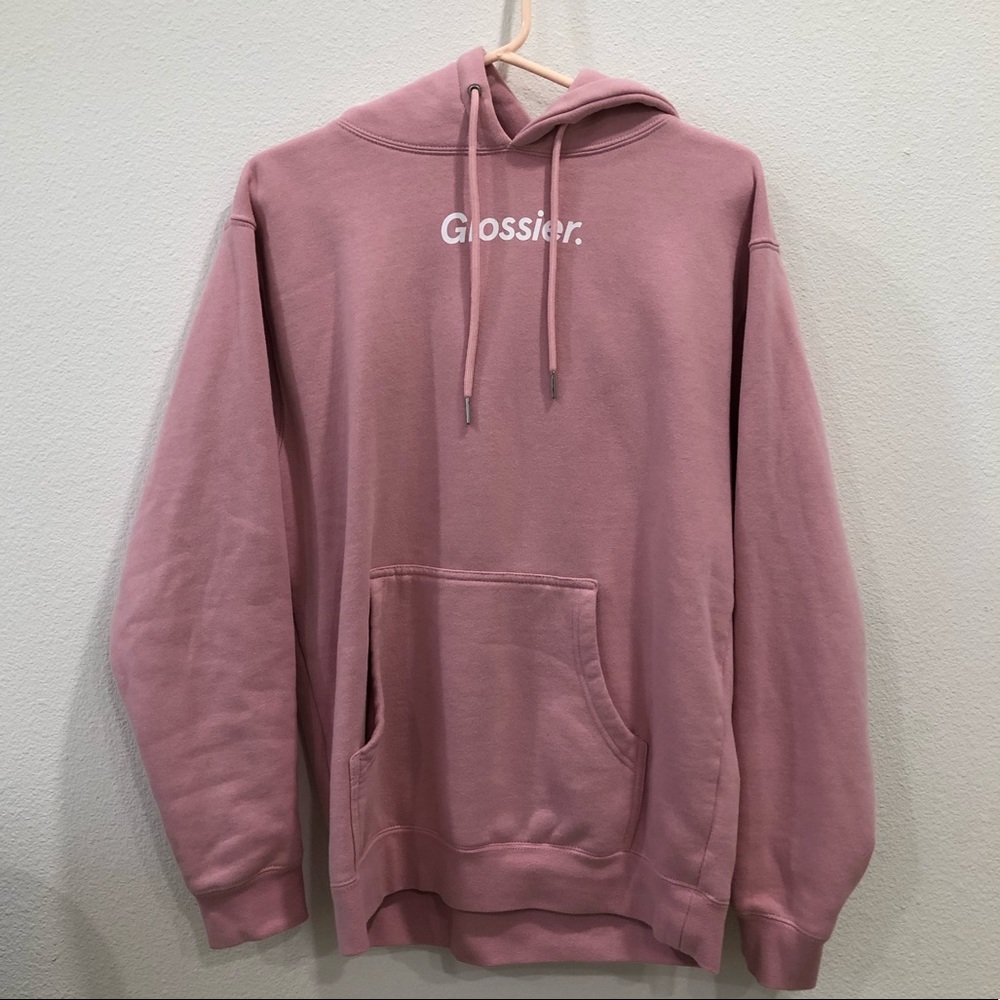 Glossier pink hoodie
